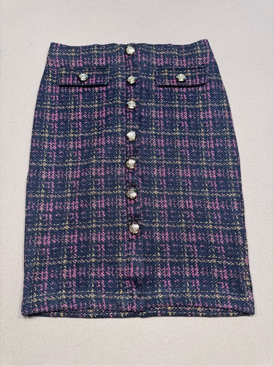 NYCC Dresses & Skirts - NYCC Gold-Button Tweed Pencil Skirt in Black and Pink
